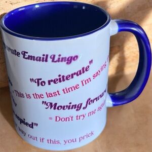 Chic Purple and White Mug with Humorous Quotes